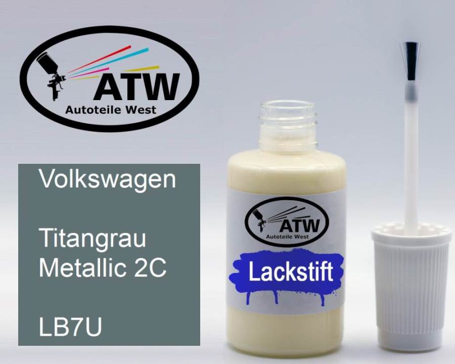 Volkswagen, Titangrau Metallic 2C, LB7U: 20ml Lackstift, von ATW Autoteile West.